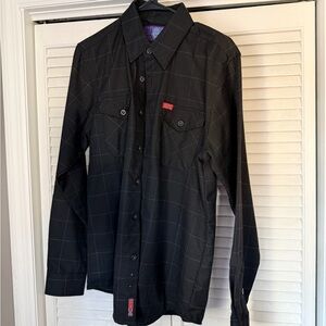 DIXXON Black Grid Pattern Button Down Shirt